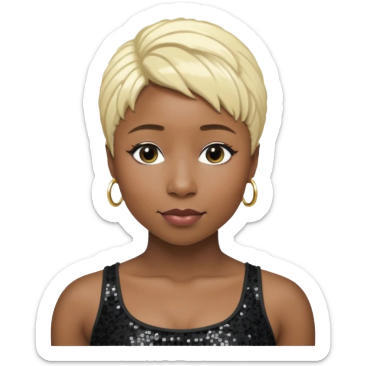Cynthia Erivo with blonde hair, black sequin crop top sticker