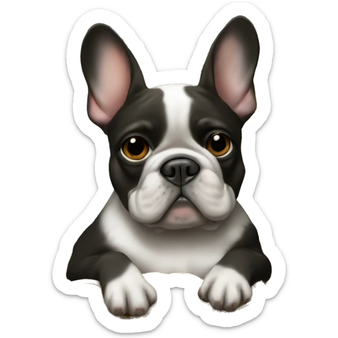 Black-and-tan French bulldog sitting on gold coins sticker