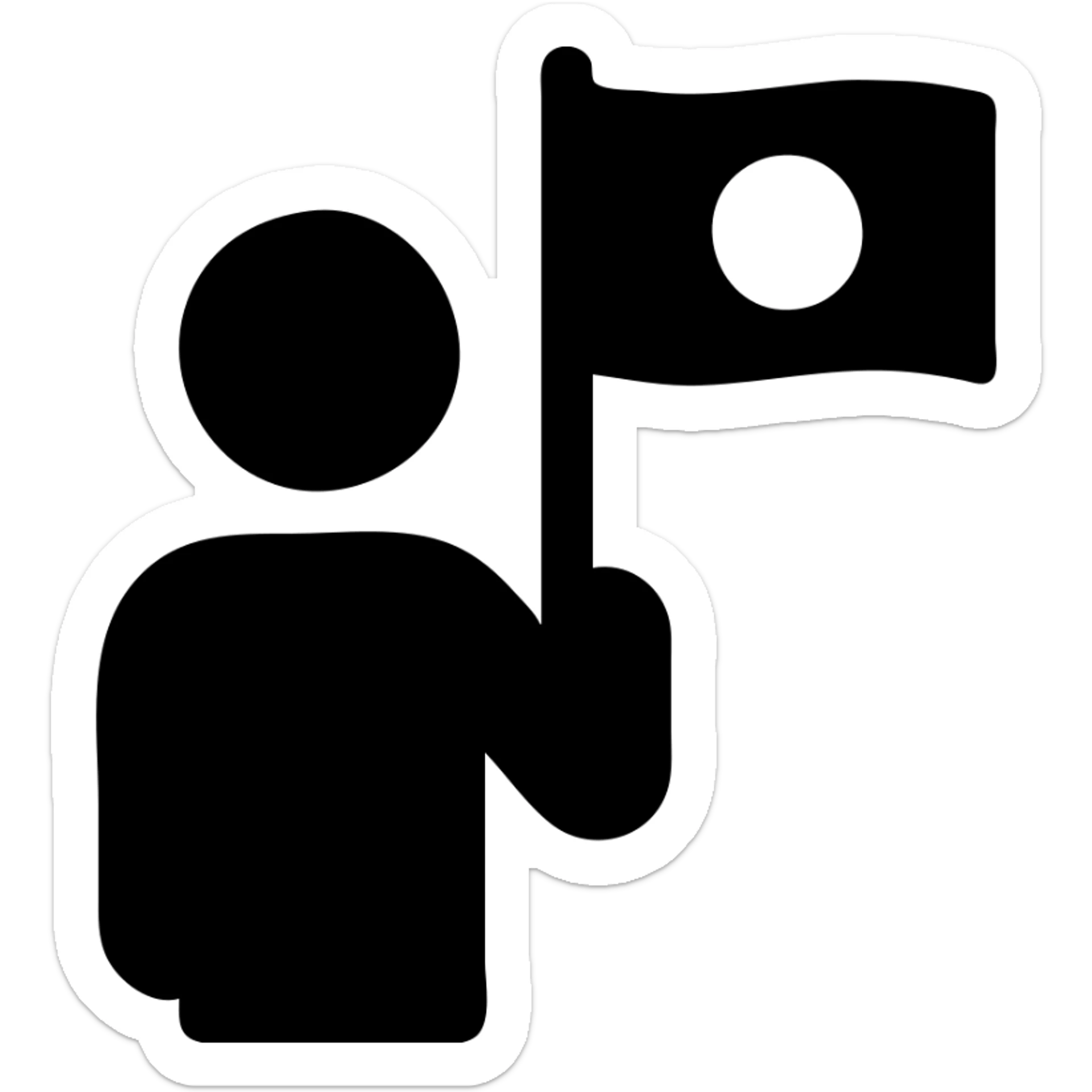 person with Japanese flag sticker