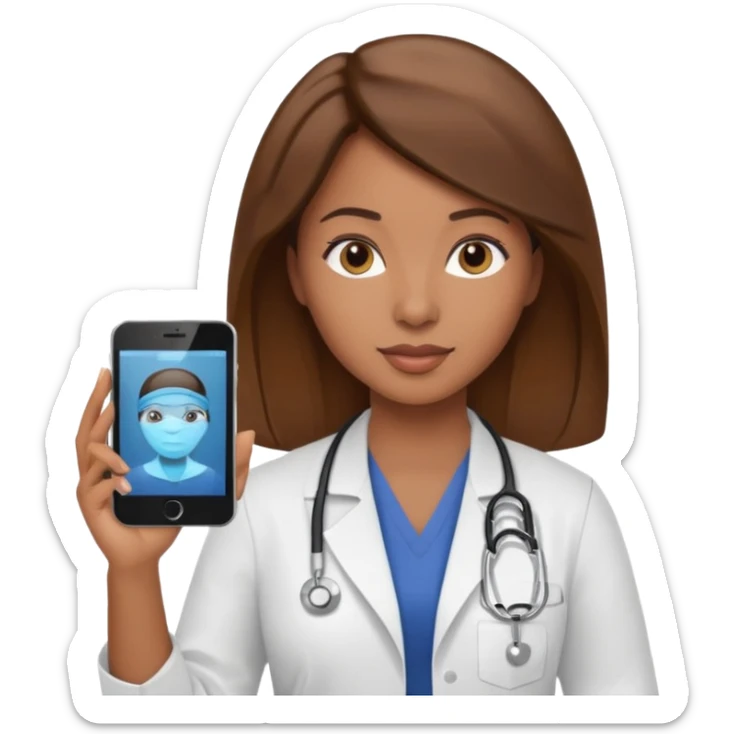 black female doctor and ultrasound technician brown hair on technician sticker