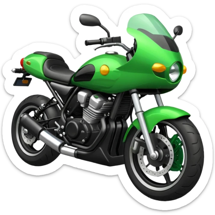 Créame un emoji de moto negra con verde para WhatsApp sticker