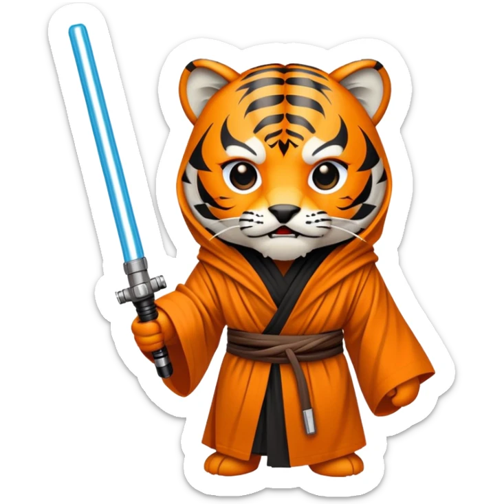 Star Wars tiger face with lightsaber and Jedi robe for Twitch emote sticker