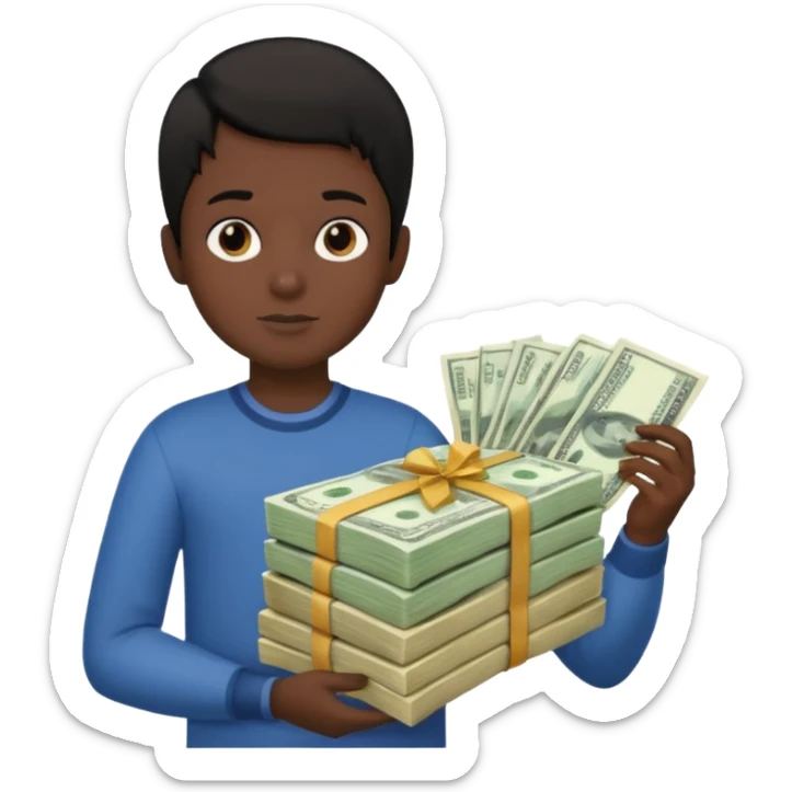 Has un chico con mucha plata en sus manos y que tenga pelo negro  sticker