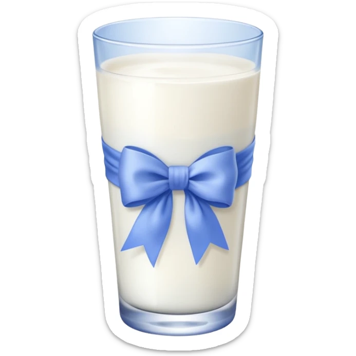 Glass of milk with a Periwinkle bow wrapped around the glass  sticker
