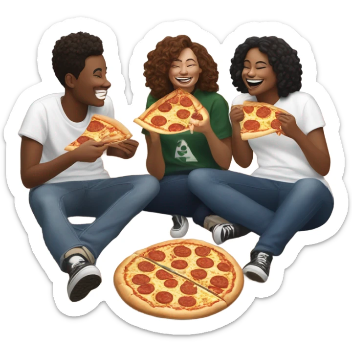 Three white skin Columbia college students eating pizza downtown and enjoying beer  sticker