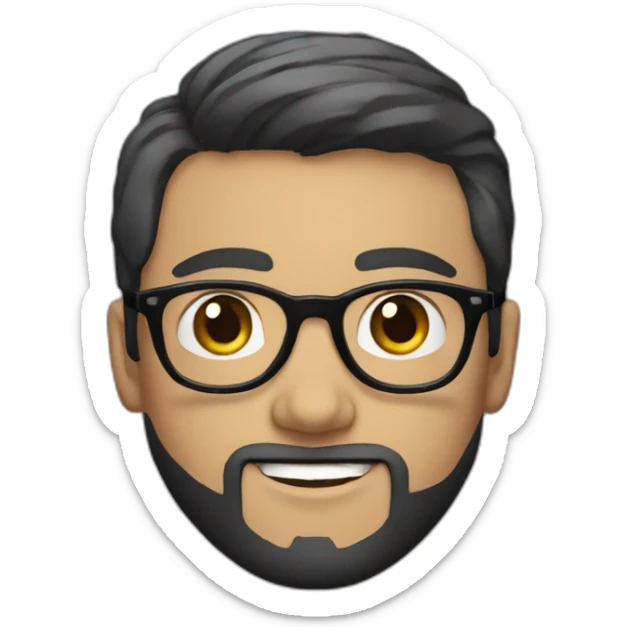 a 20 year old white man with round glasses and black beard and black straight hair sticker