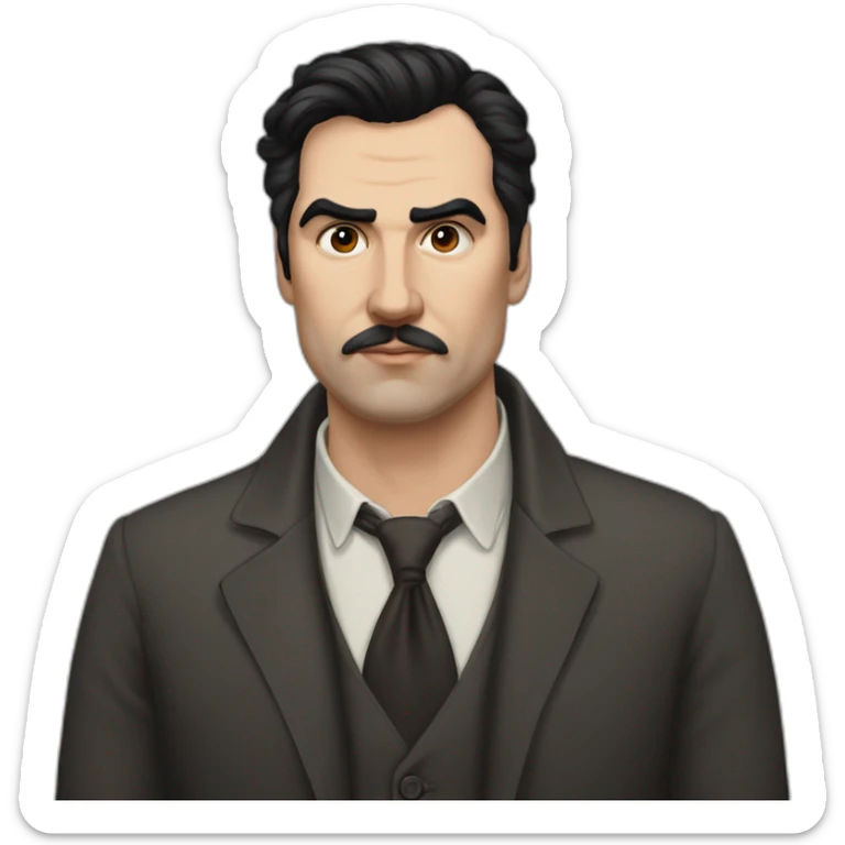 american-russian writer sergei dovlatov  with black hair and huge eyebrows sticker