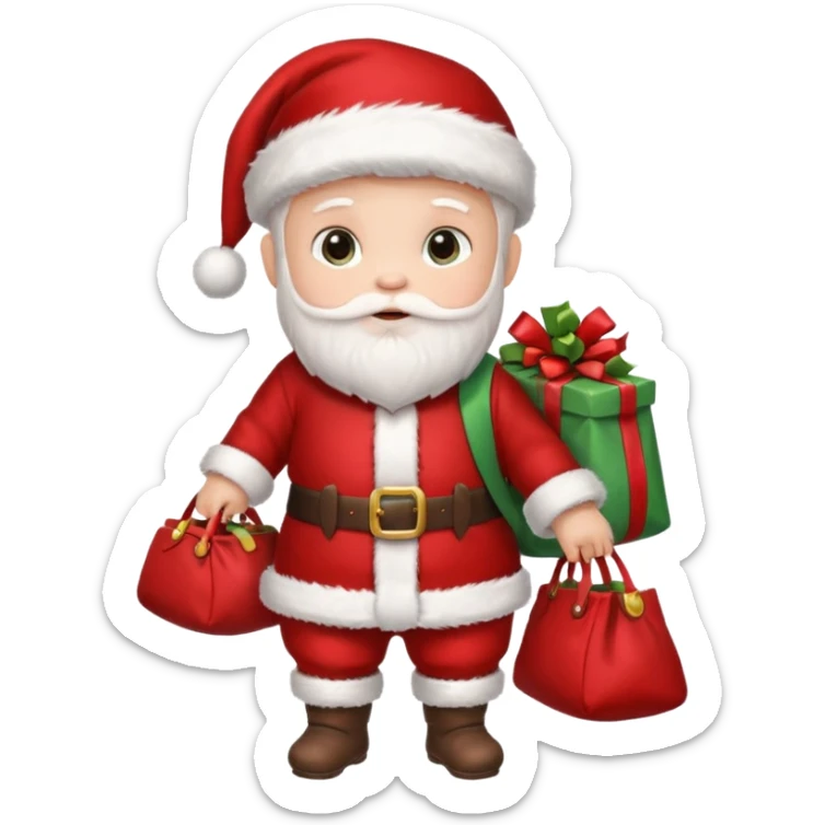 baby Santa Claus is carrying a bag of presents  sticker