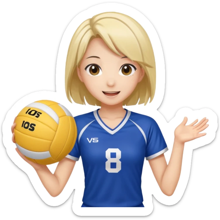 volleyball player, anime girl, with volleyball ball sticker