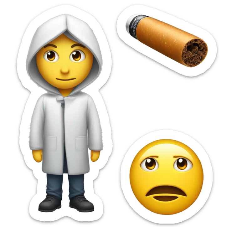 una persona con gli occhi a forma di cuore con una sigaretta sticker