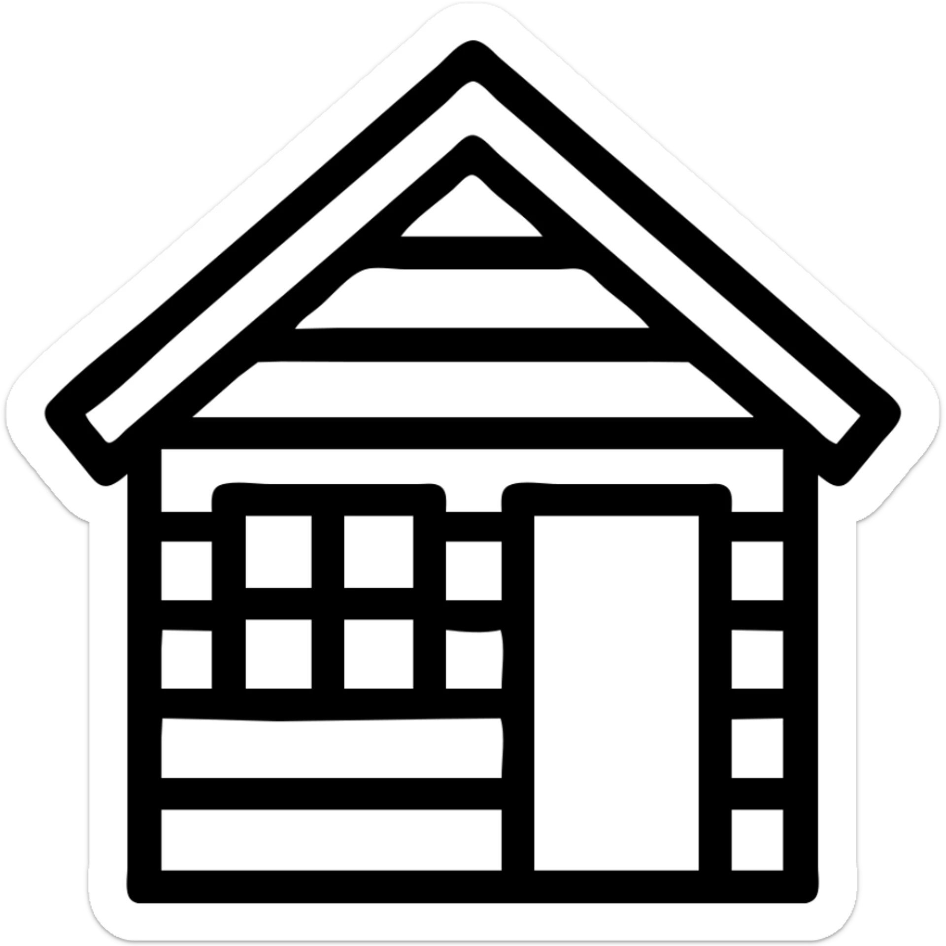 logo-style icon of a house with distinct siding, a window, and a door, clean and modern, suitable for a builder or contractor business sticker