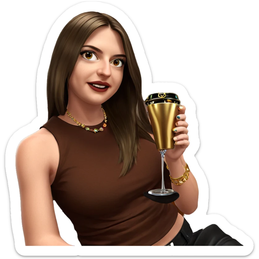 girl with jewelry and cup sticker