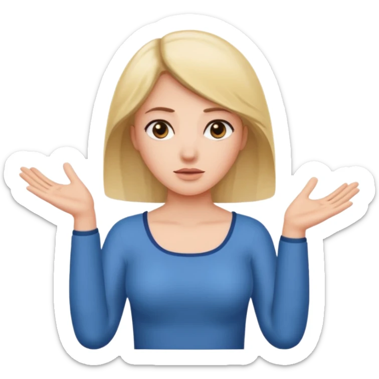 woman shrugging his shoulders with 6 above his left hand 7 above his right hand  sticker