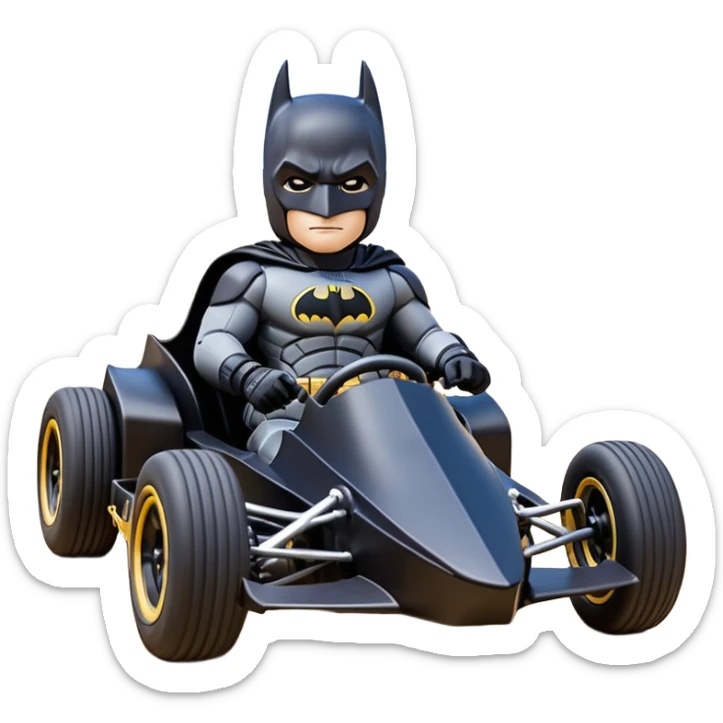 scale anime racing sexy muscular Batman’s masculine midnight-colored tight outfit 1970’s tv style dark knight stealthy accurate sporty safe plush deluxe off-road pursuit drifting F1 car lexus (black hair,reclining and relaxed torso and shoulders back against seat) rallycross kart  sticker