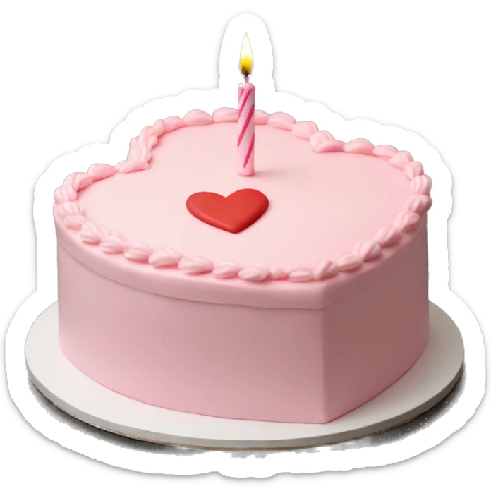 Light Pink heart birthday cake on top says happy birthday sticker