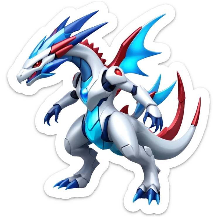 Futuristic Kyurem-reshiram-salamence-dialga-suicune-hybrid, full body sticker