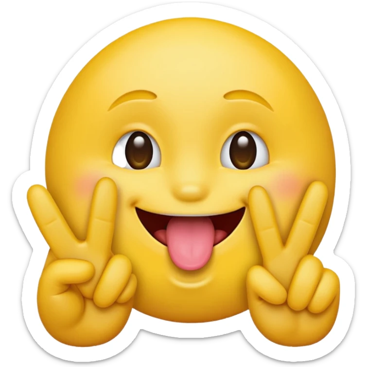 A yellow emoji face sticking it’s tongue between it’s fingers making a peace sign sticker