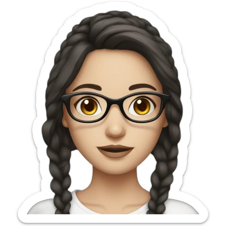 beautiful girl with dark hair glasses and blue eyes sticker