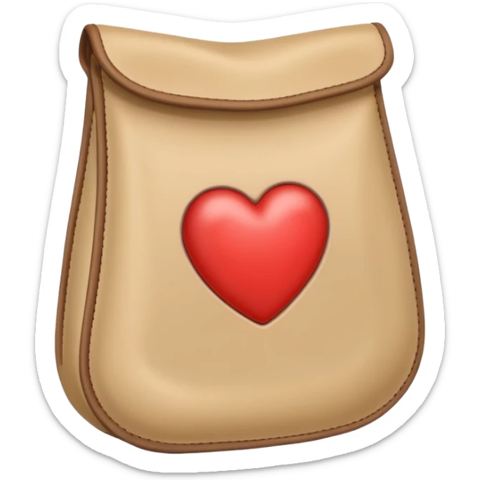 an medical ostomy bag in beige with a little heart sticker