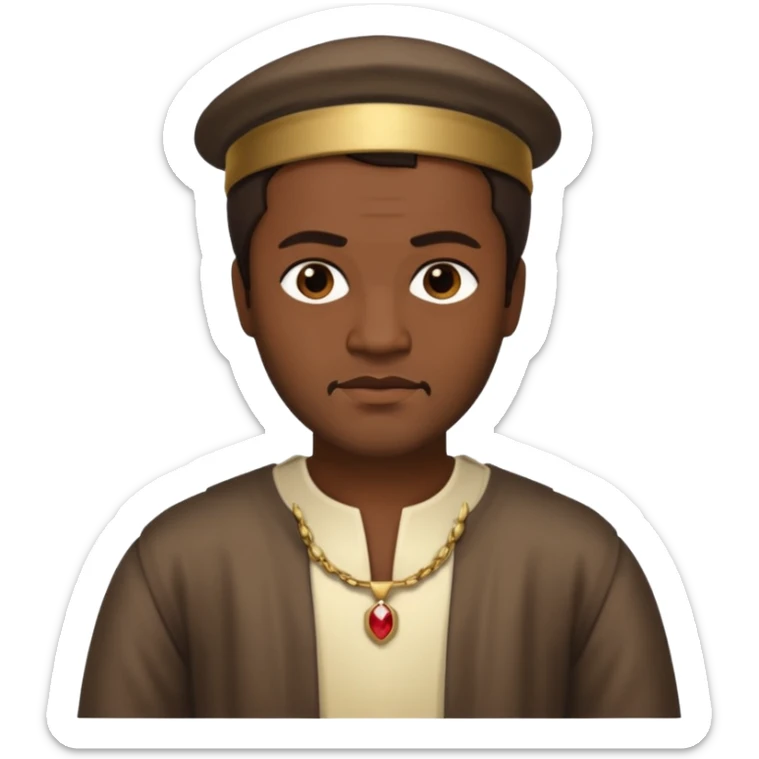 Otello with dark skin, dark brown hair, cream outfit sticker