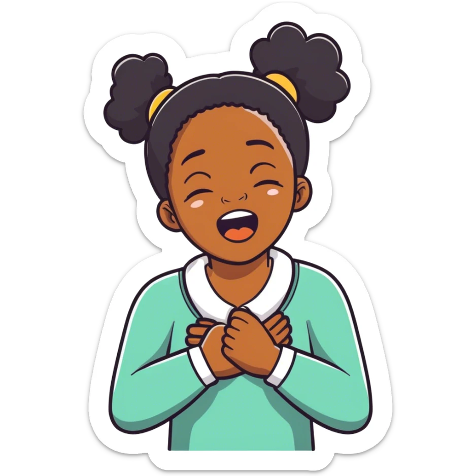 Black Girl with hands crossed choking herself screaming laughing crying sticker