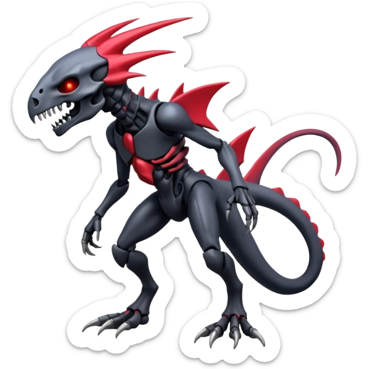 Shiny Futuristic Badass Spectral Dusky Spooky Skull-faced Cool Hot Stylish Handsome Salandit-Darkrai-Genesect-Fakémon-fusion (full body) sticker