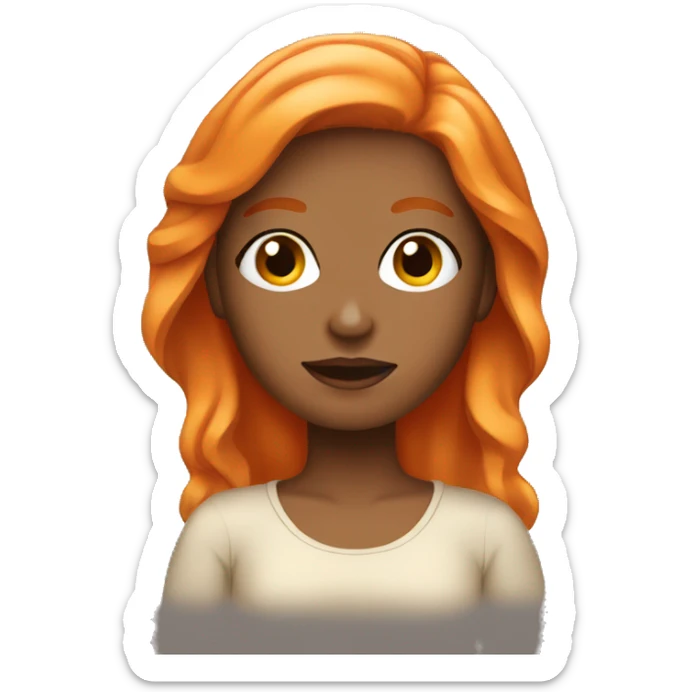 Tan girl with orange hair shopping online on macbooo sticker