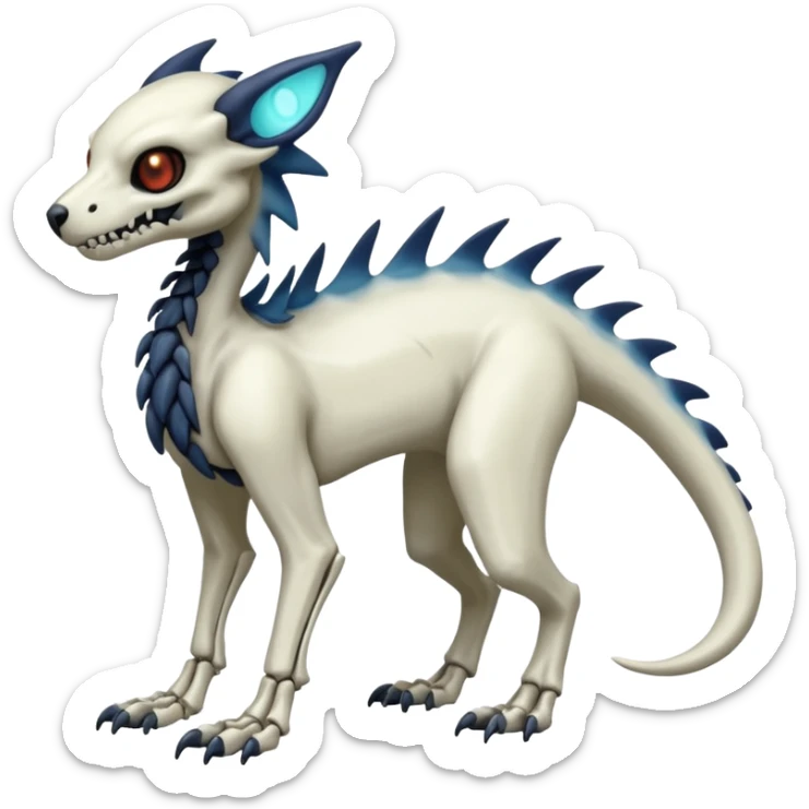 Eldritch Spooky Scary Skeletal Linoone-Absol-Trico-Hybrid (Full body) sticker