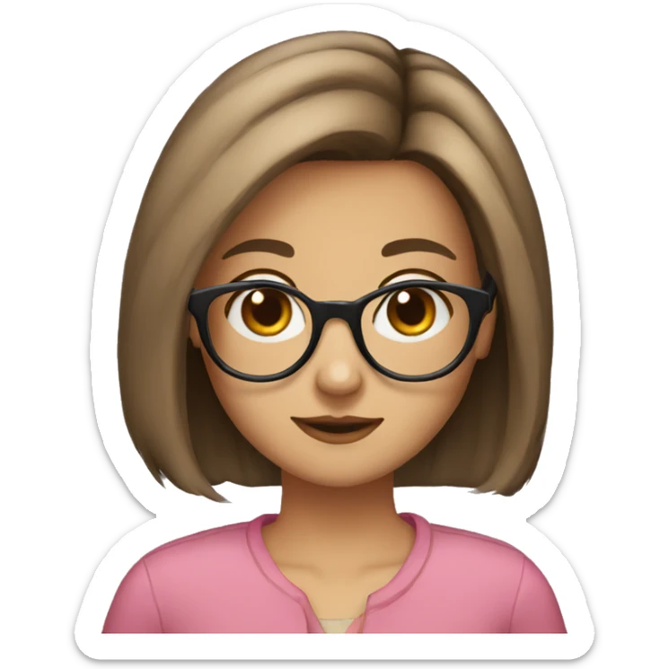 girl, glasses, bob hairstyle, brown hair, dog collar sticker