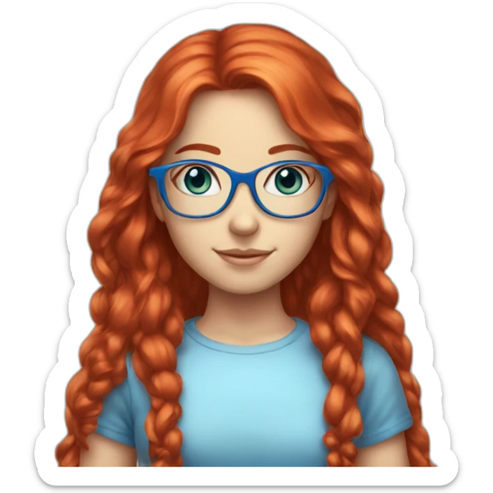 Red head girl with blue eyes glasses long hair fairy core sticker