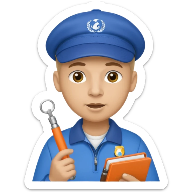 génère moi un émoji d'un coach avec un cahier dans la main un sifflet et une casquette sticker