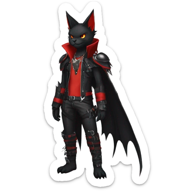 cool edgy black punk red fantasy nargacuga-bat-cat-Fakemon collar harness full body sticker
