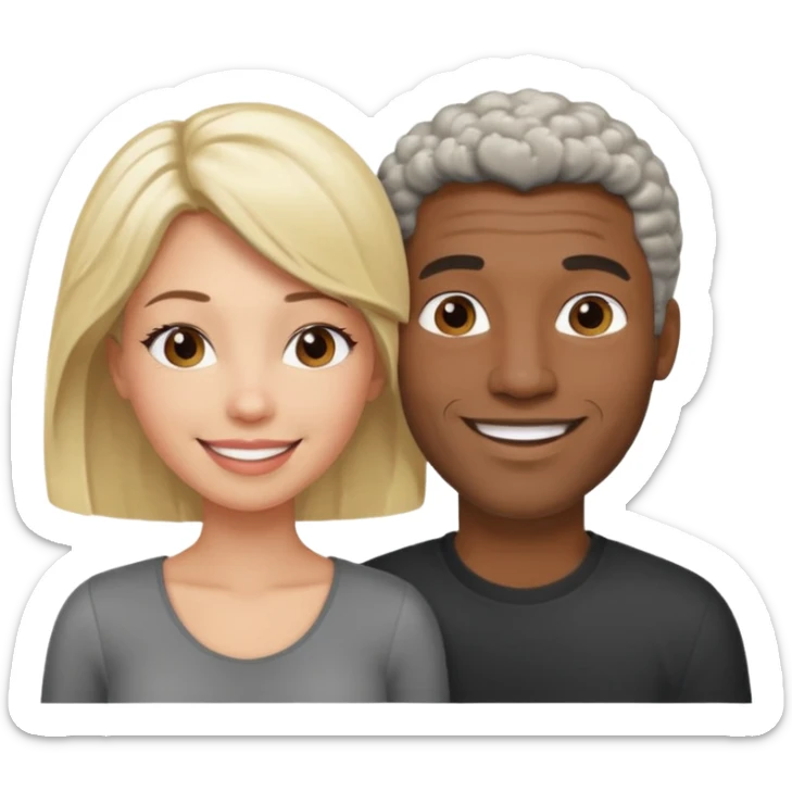 Black man salt n pepper hair smiling with blonde in love  sticker