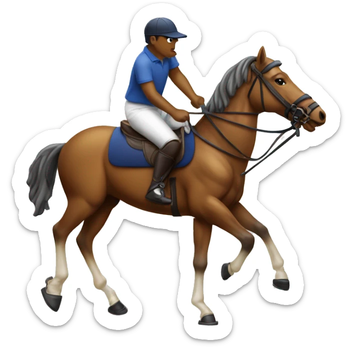 Polo player with polo mallet on top of a horse sticker