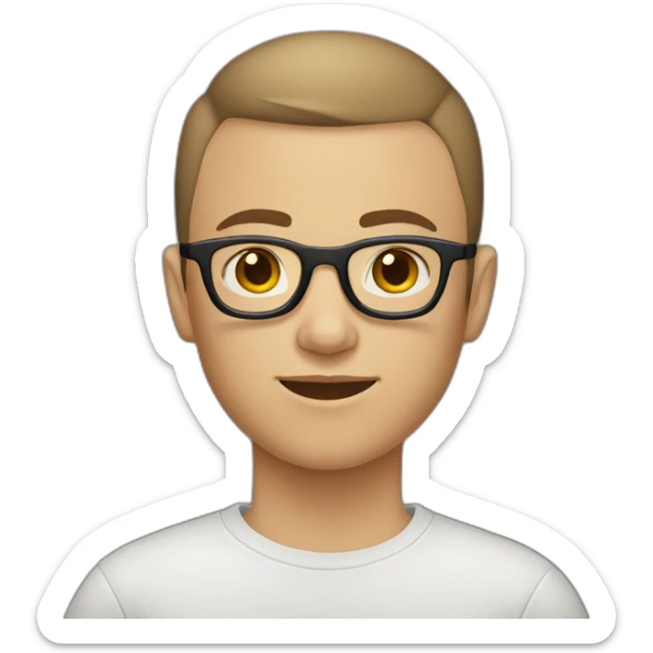 Caucasian Teenager with a brown buzz cut and round glasses sticker