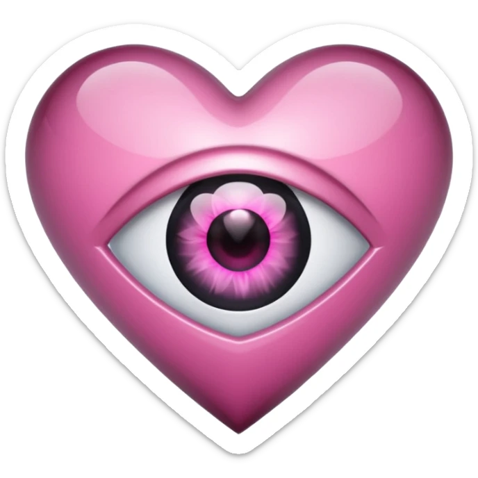 A black heart crystal with a pink eye in the center sticker