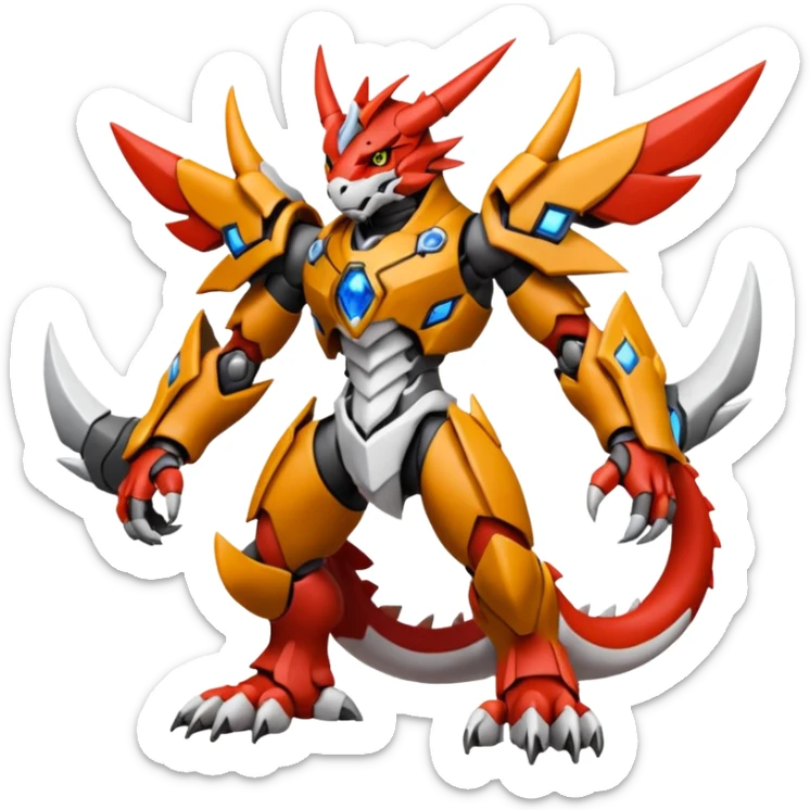 Anthro Digitigrade Cool Badass Wargreymon-Guilmon-Pokémon-Digimon-Fakémon-fusion-hybrid-creature sticker
