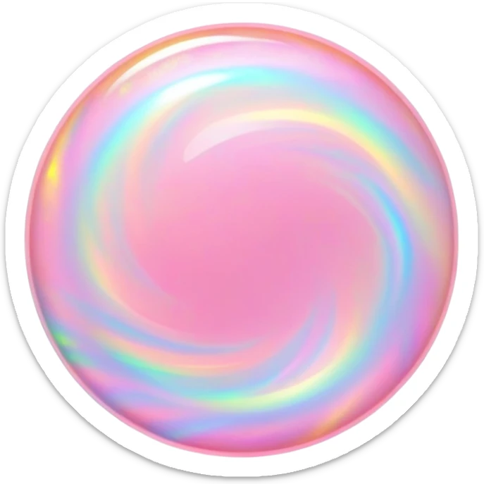 round cut pink holographic opal with bold iridescent fire and pastel rainbow swirls sticker