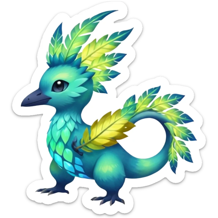 Elemental Exotic Tropical Feathery Fuzzy Sparky Fierce Viney Vinal Dusky Aurorus-Amaura-Auroras-Pokémon-Fakémon-creature sticker
