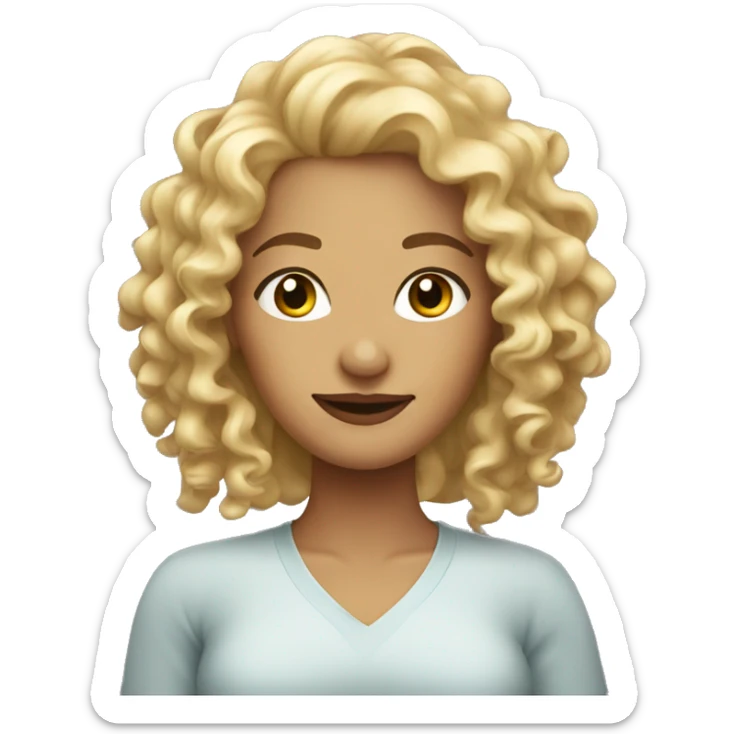 Curly blonde woman, avatar  sticker
