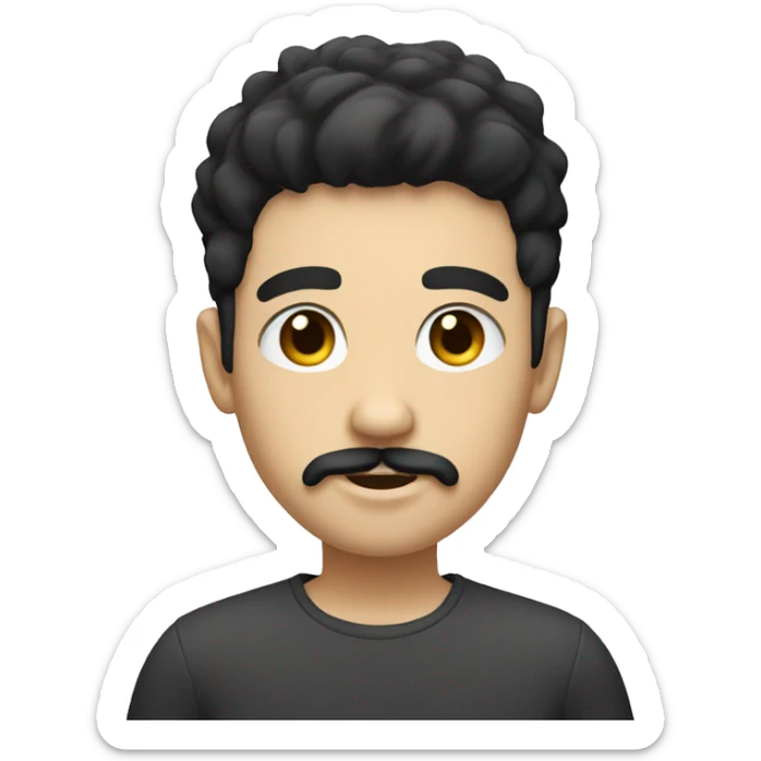 boy with goatee and neat mustache with short black hair and white skin sticker