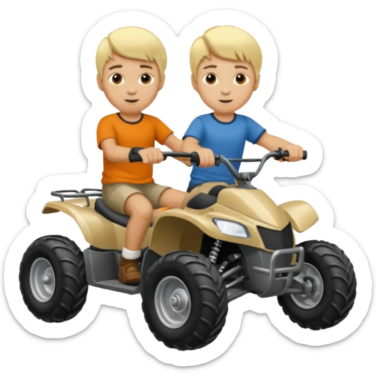 Can you make 2 blonde boys kids riding four wheelers sticker