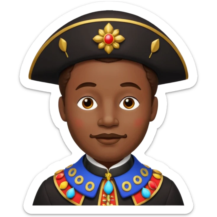 Sinterklaas zijn knecht, zwarte piet met , kraag, Piet pak  sticker