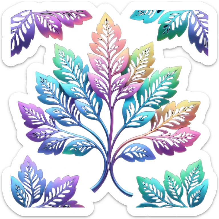 dark rainbow filigree design, leaf shapes, flower shapes, nature shapes sticker