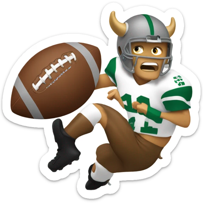 Viking football player spiking the football on a ram sticker