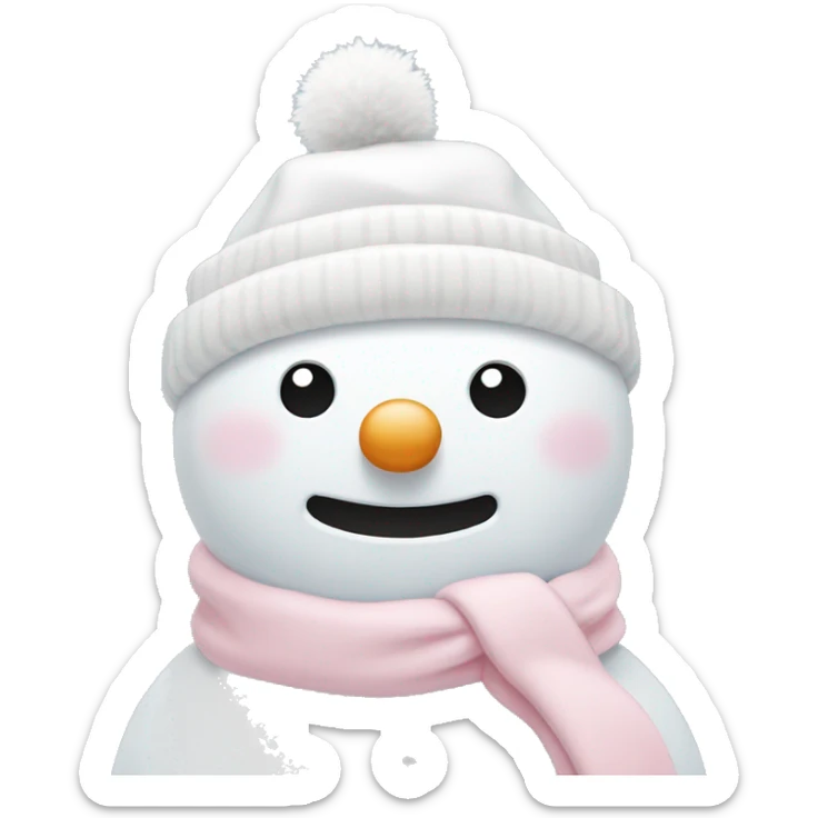 Cute white and light pink snowman sticker