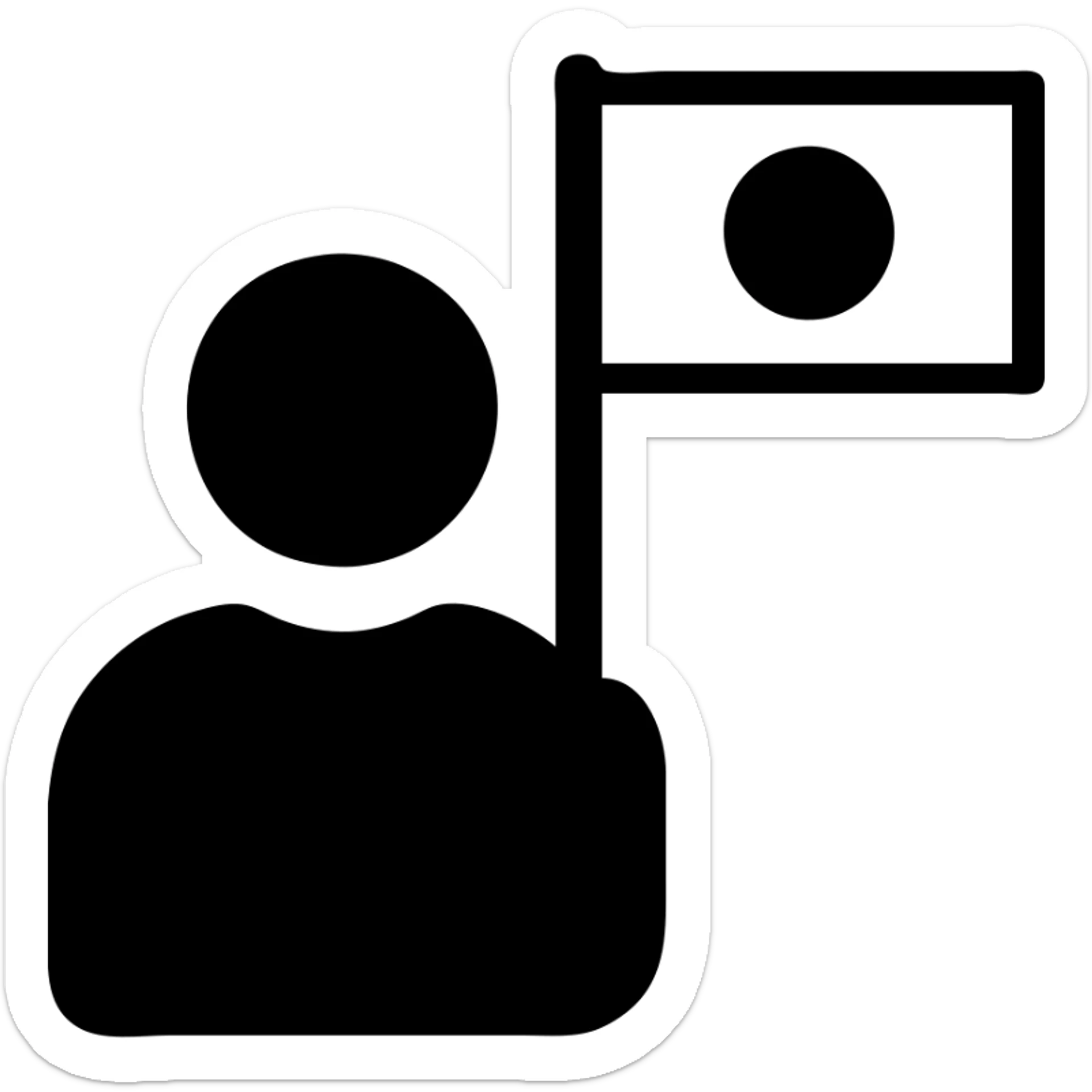 person with Japanese flag sticker