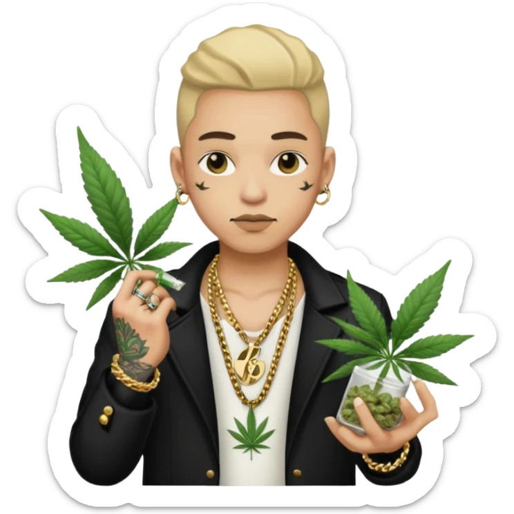 dealer white rom gang with cannabis on hand styler gangster sticker