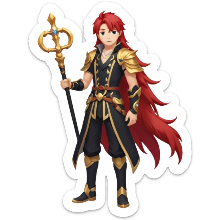 Diluc from Genshin Impact (full body) (tall adult male) (long hair) sticker
