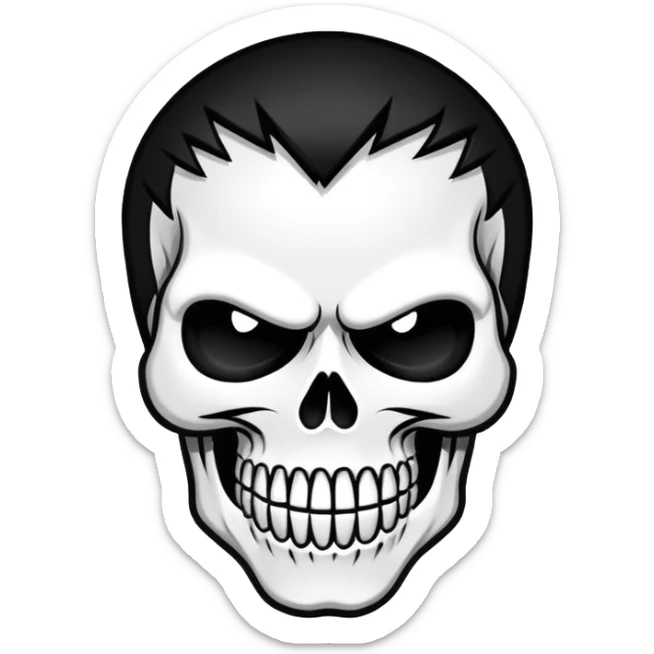 the Misfits band logo, skull face, bold black and white, iconic punk rock style sticker